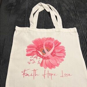 Pink Floral Canvas Tote with Inspirational Text